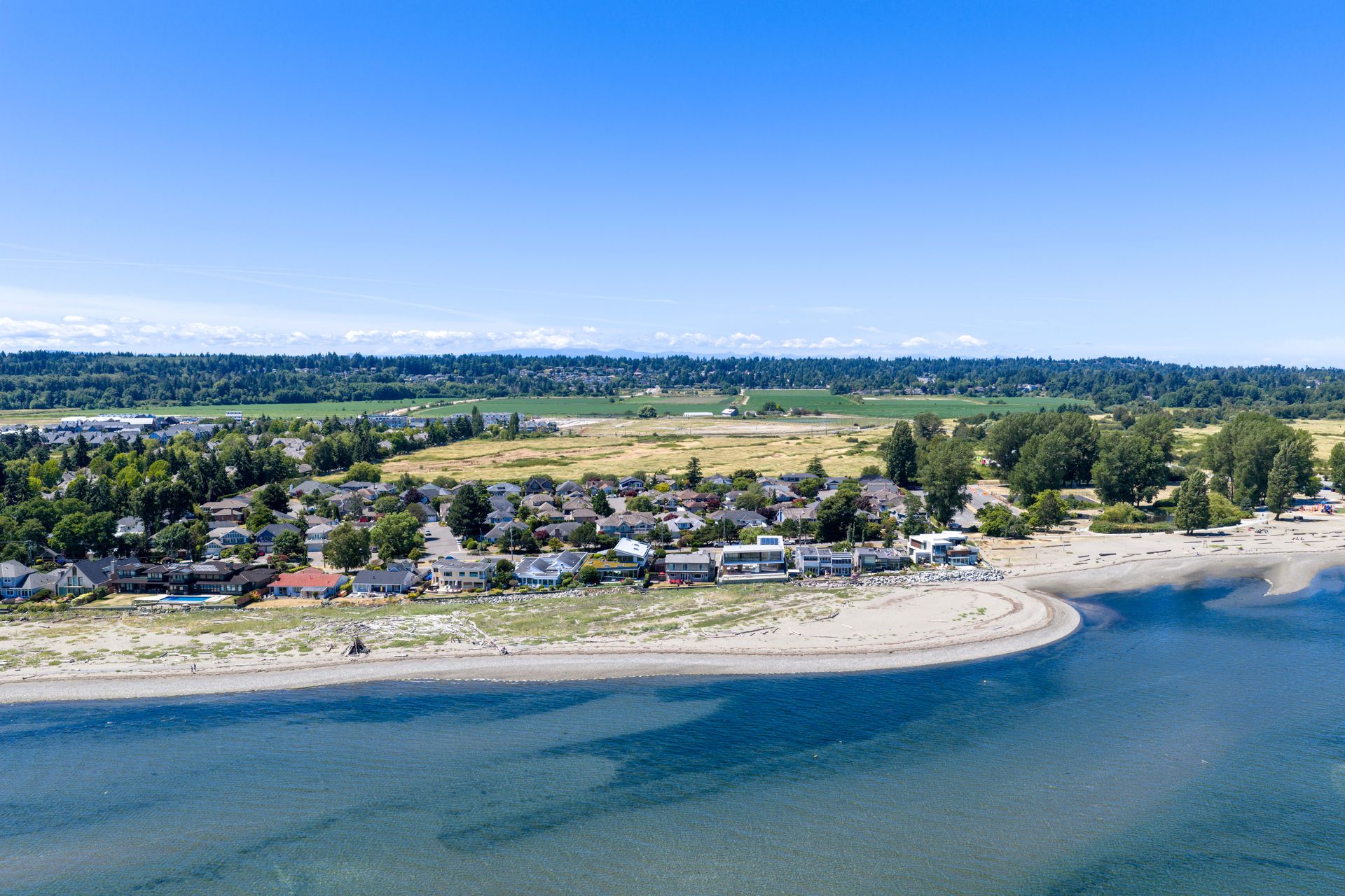 Waterfront homes and the beach in Delta