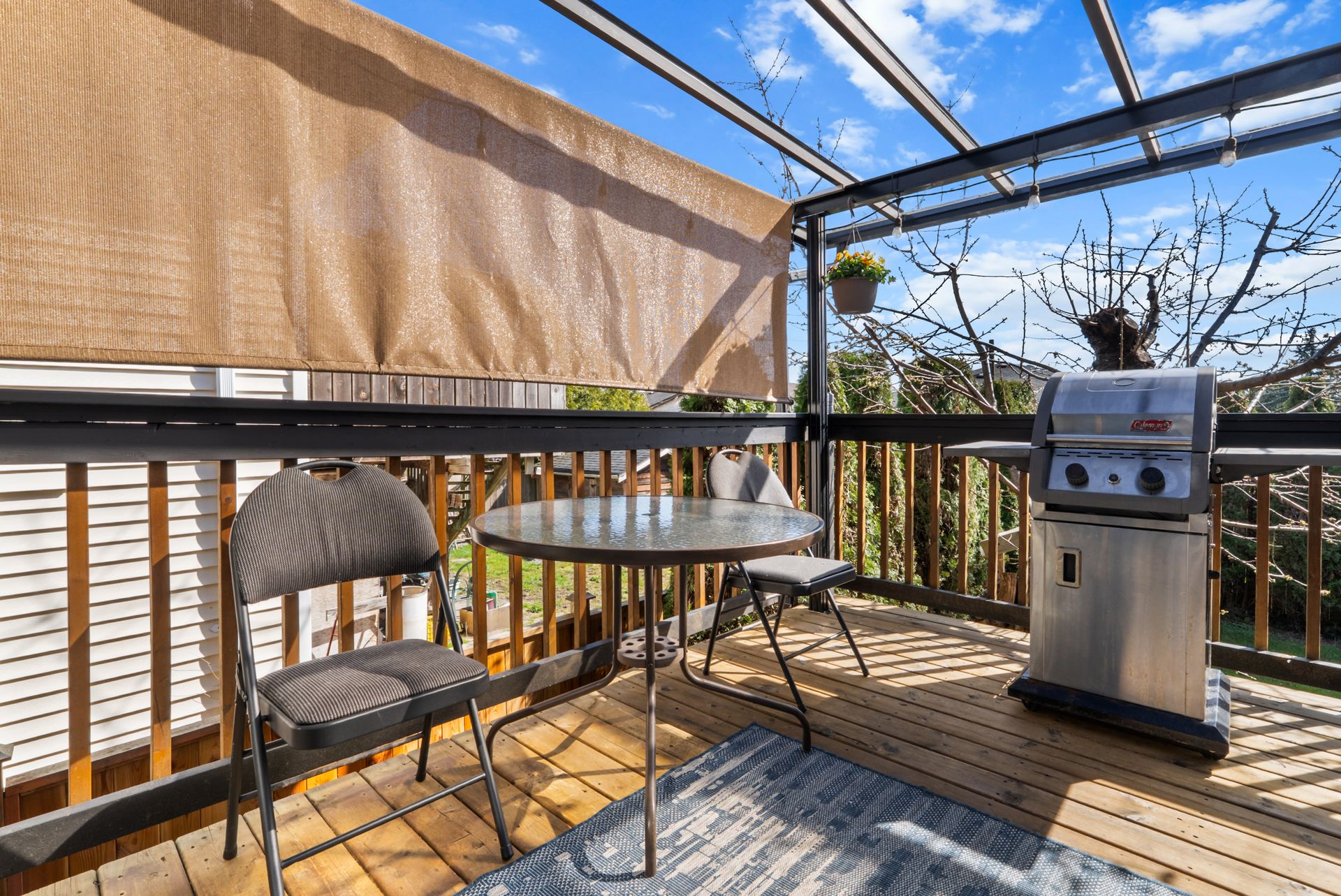 Covered deck with a barbecue