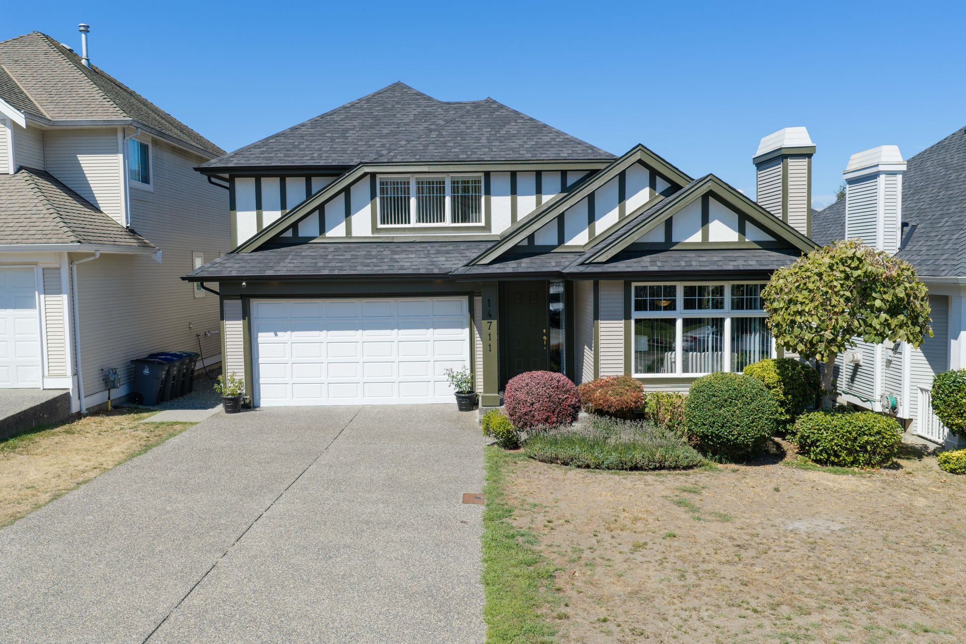 Front exterior with the double garage