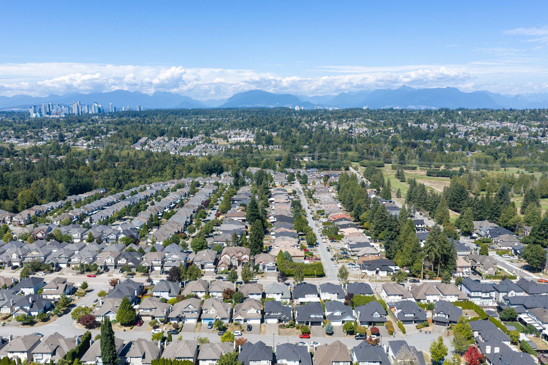 Drone view of East Newton toward the mountains