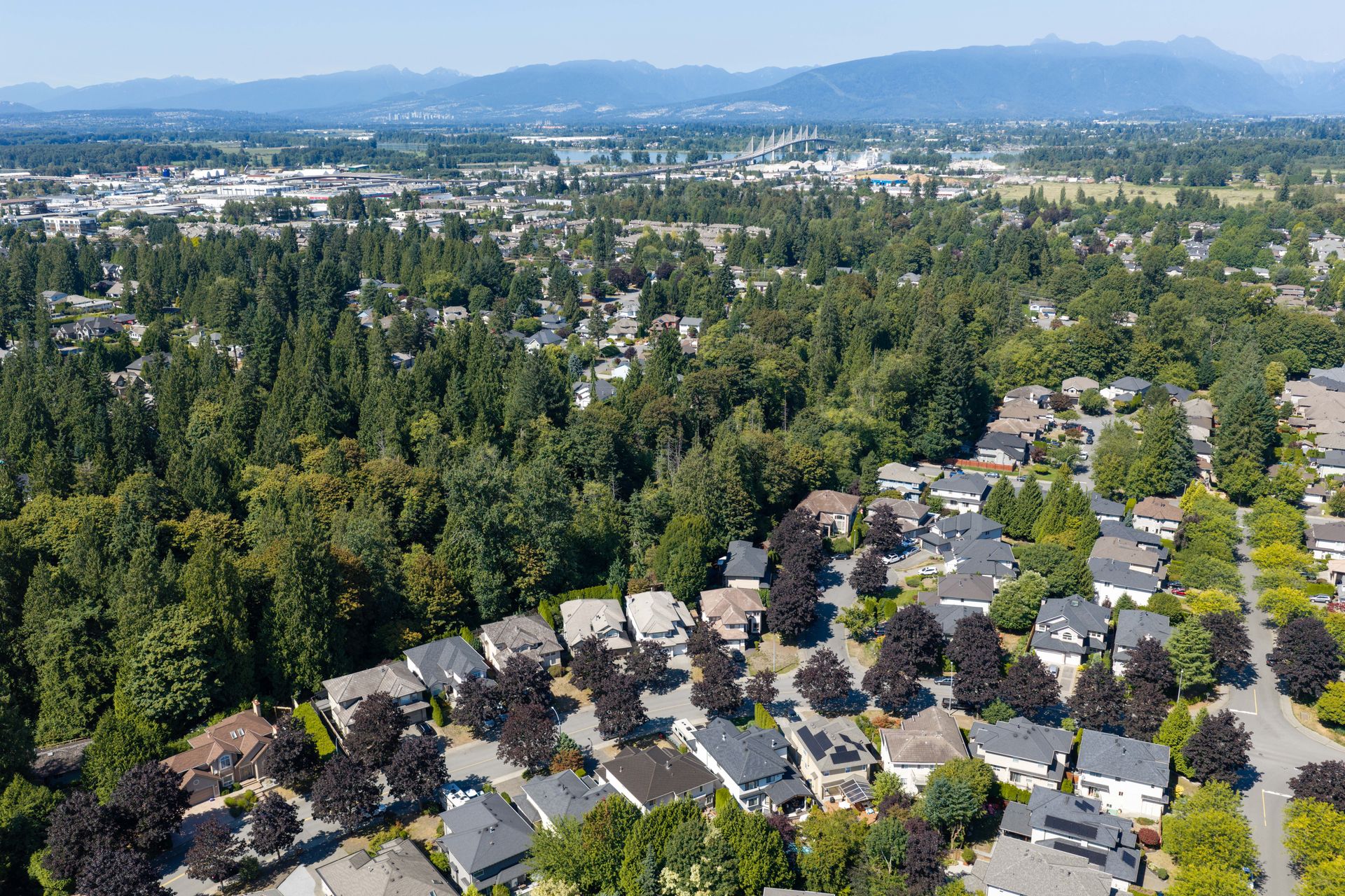 Drone view of Walnut Grove toward the mountains