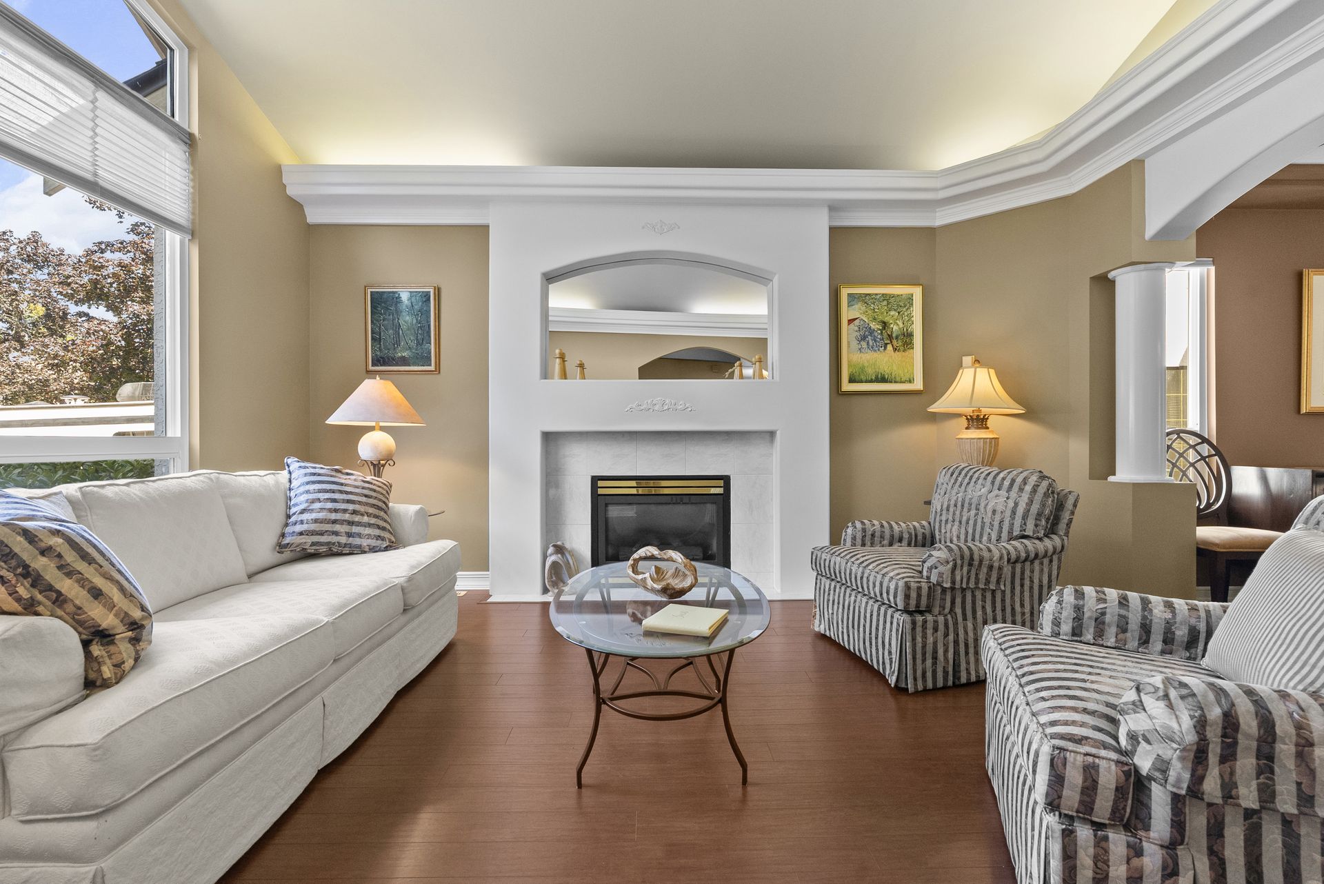 Family room with a fireplace