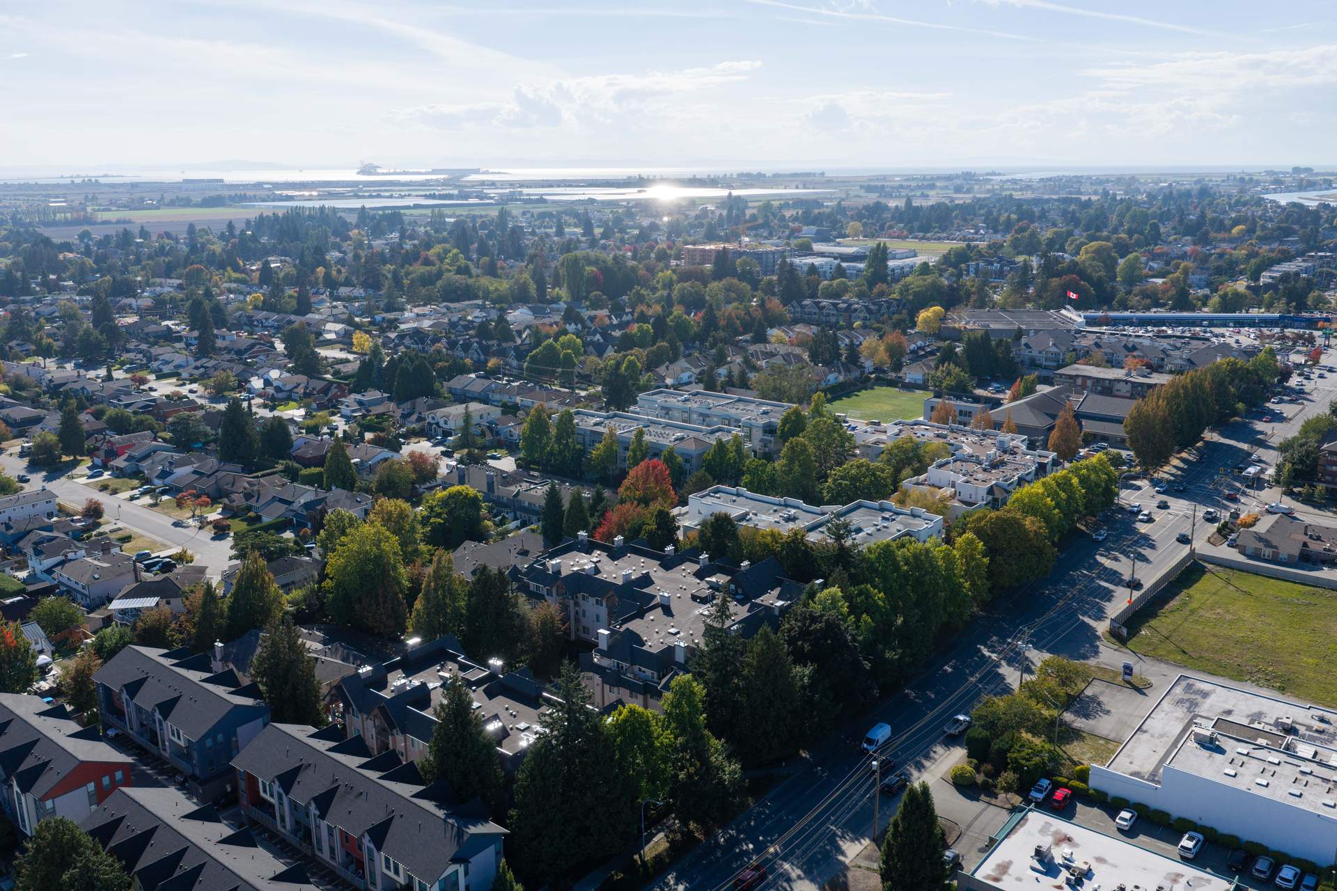 Aerial view of Ladner toward the water